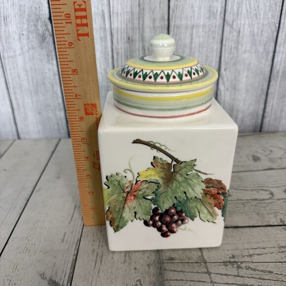 A. Andreucci Olives and Grapes Montalcino Tuscan Italian Ceramic Canister W/ Lid - Picture 8 of 9